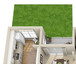 Stonebrook with Fenced-in Yard Stonebrook + Fenced-in Yard 3D. 1 bedroom apartment. Kitchen closed off. 1 full bathroom with double vanity. Extra storage room. Walk-in closet in bedroom. Patio/balcony open to yard.